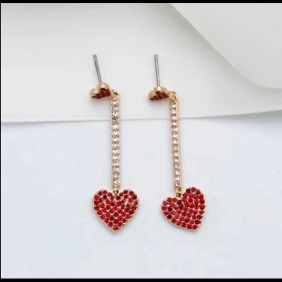 Kate Spade “Yours Truly” Pave Red Heart Crystal Earrings - Picture 3 of 5